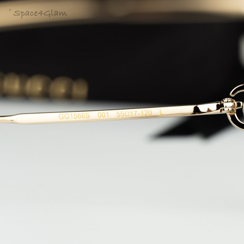 Gucci Women Sunglasses Black Gold Grey Butterfly GG1566S 001 BRAND NEW - Picture 7 of 9